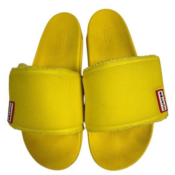 Women's Yellow Hunter Slides size 9 GUC - Picture 2 of 6